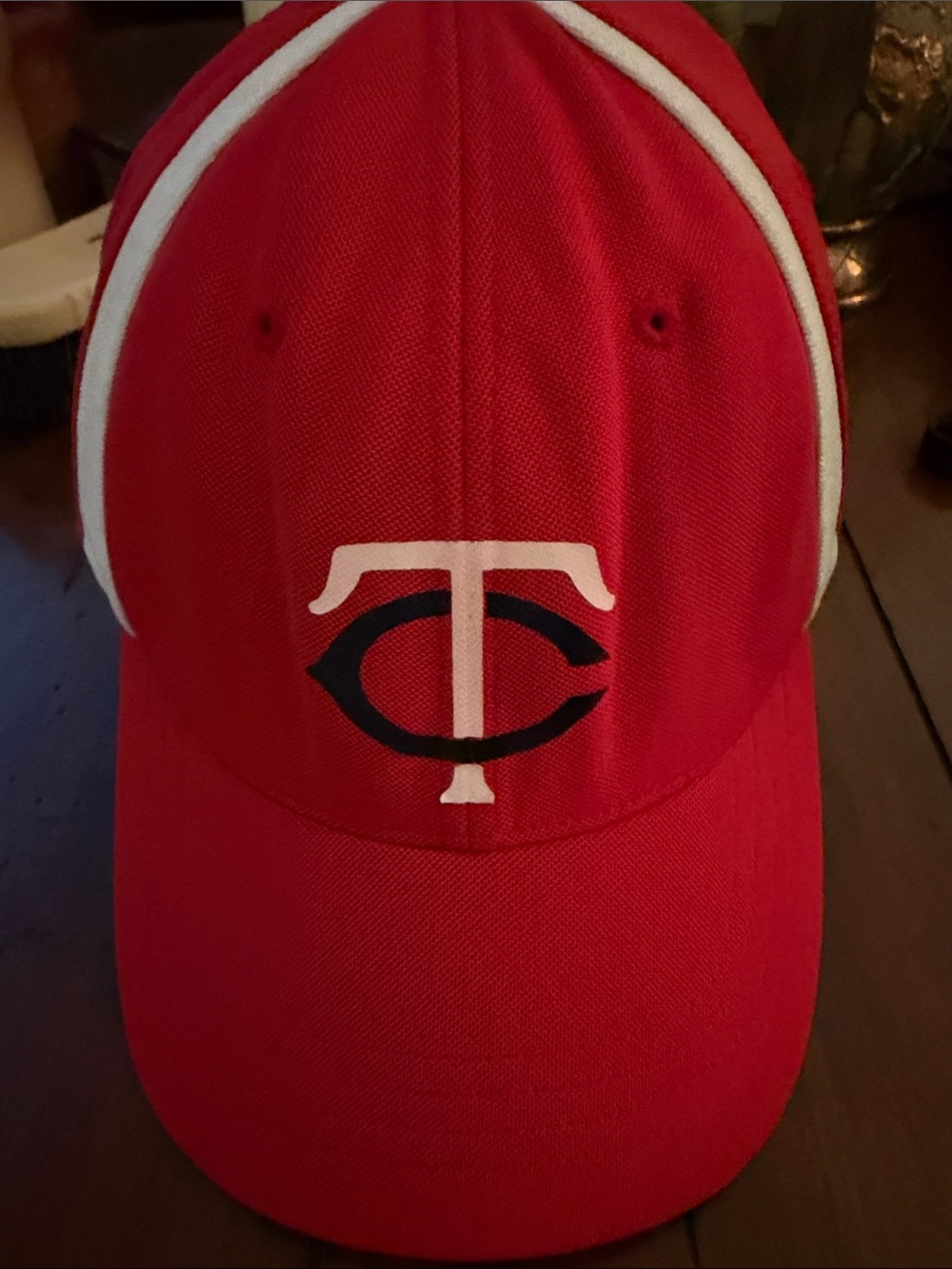 Red Baseball Cap with White Trim and Embroidered TC Logo